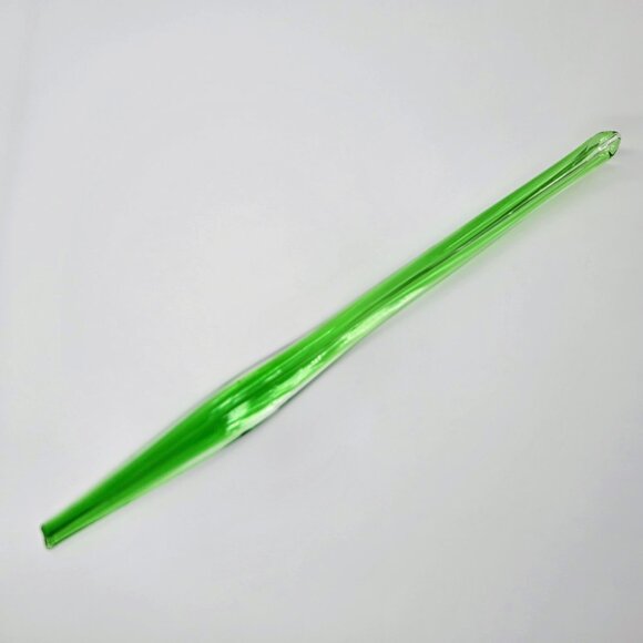 Art Glass Hand Blown Flower Blue Long Green Stem Flower With Leaf Stem Read - Picture 13 of 16